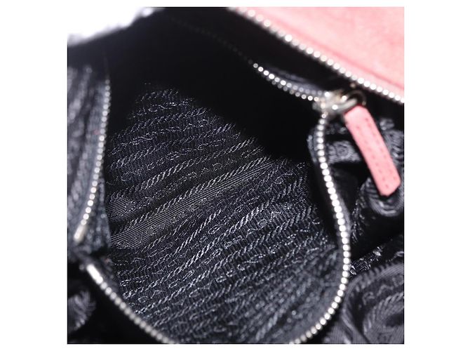 PRADA Tote Bag Suede Silver Pink - vista 27