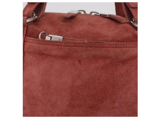 PRADA Tote Bag Suede Silver Pink - vista 3