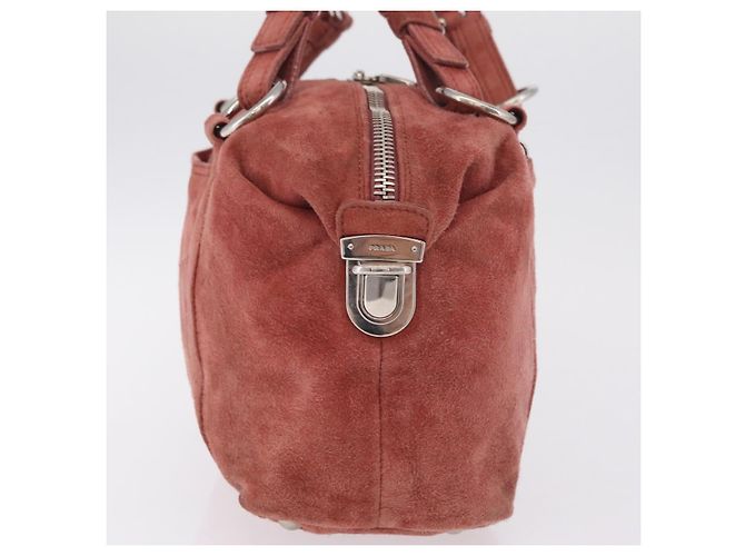 PRADA Tote Bag Suede Silver Pink - vista 4