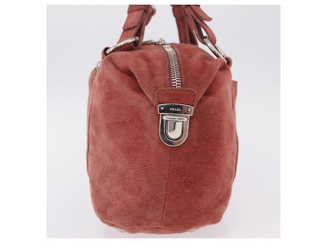 PRADA Tote Bag Suede Silver Pink - vista 5