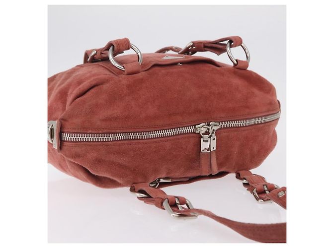 PRADA Tote Bag Suede Silver Pink - vista 7