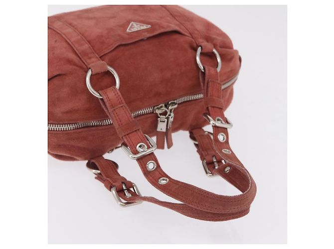 PRADA Tote Bag Suede Silver Pink - vista 8