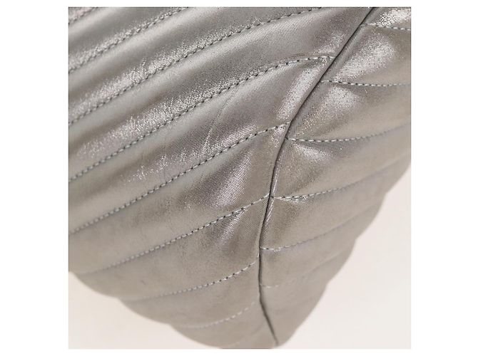 CHANEL V Stitch Backpack Leather Silver CC - vista 19