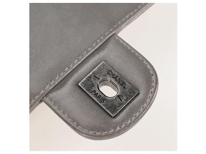 CHANEL V Stitch Backpack Leather Silver CC - vista 25