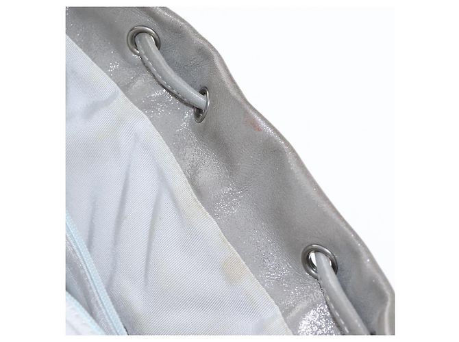 CHANEL V Stitch Backpack Leather Silver CC - vista 34