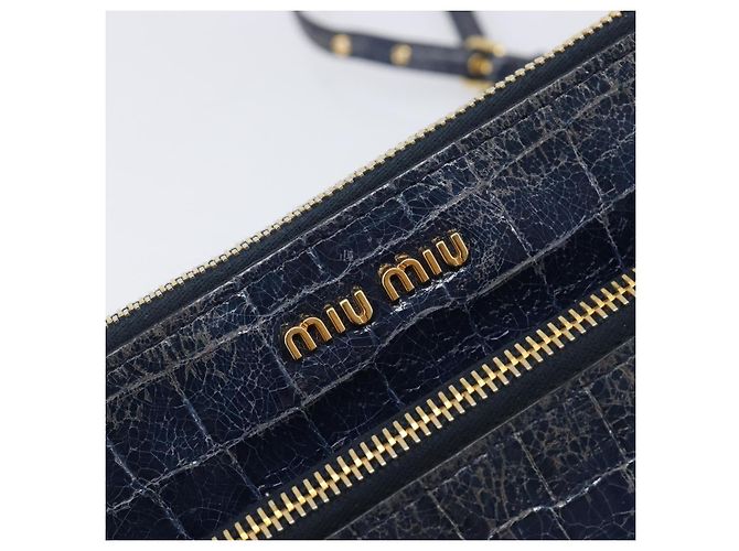 Miu Miu Shoulder Bag Leather Blue Gold - vista 20