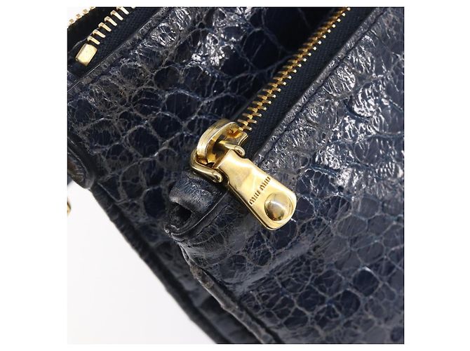 Miu Miu Shoulder Bag Leather Blue Gold - vista 26