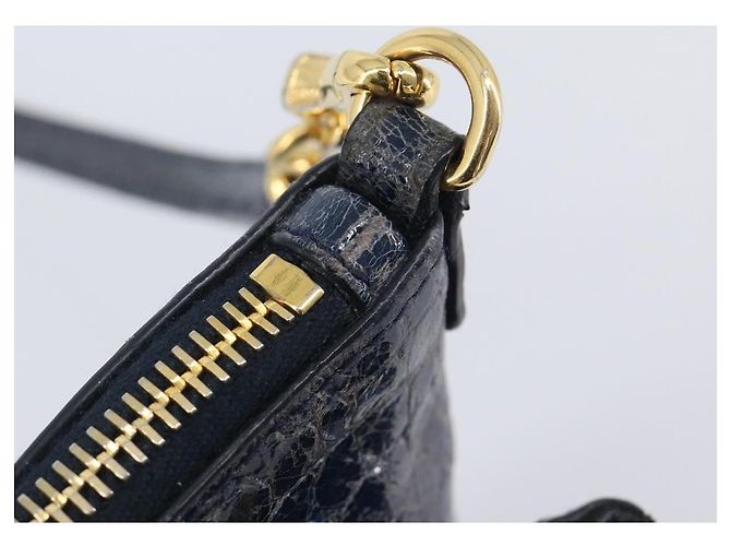Miu Miu Shoulder Bag Leather Blue Gold - vista 9