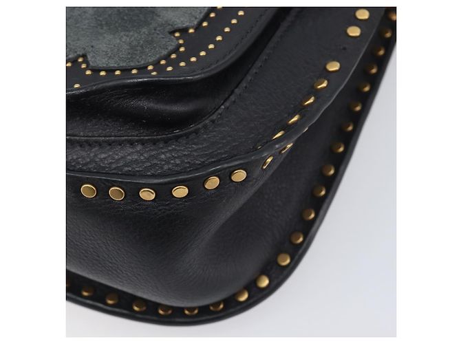 Chloé Chloe Hudson Shoulder Bag Leather Black Gold - vista 11