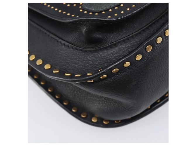 Chloé Chloe Hudson Shoulder Bag Leather Black Gold - vista 12