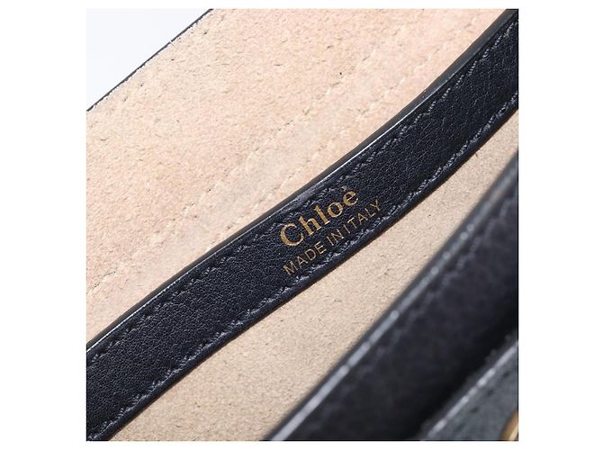 Chloé Chloe Hudson Shoulder Bag Leather Black Gold - vista 19
