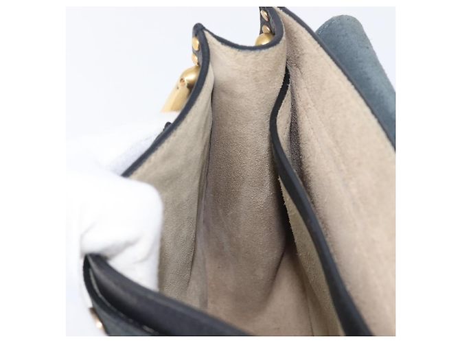 Chloé Chloe Hudson Shoulder Bag Leather Black Gold - vista 22