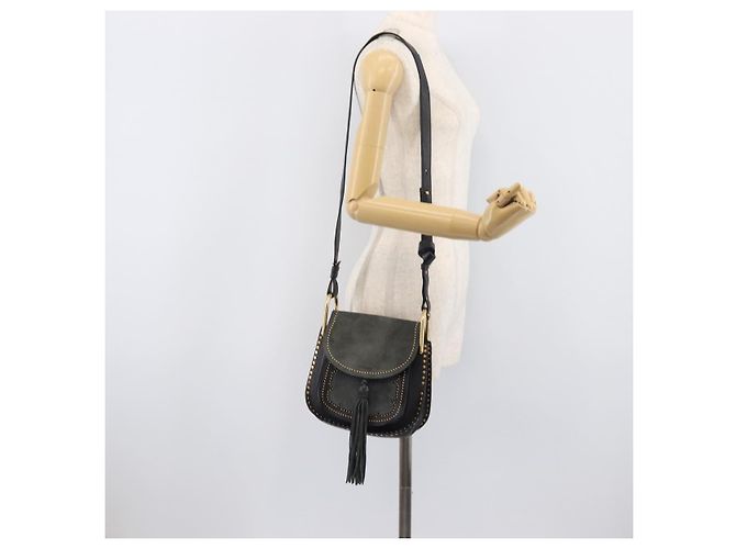 Chloé Chloe Hudson Shoulder Bag Leather Black Gold - vista 26