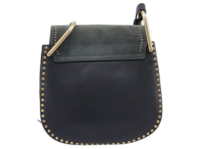 Chloé Chloe Hudson Shoulder Bag Leather Black Gold - vista 3