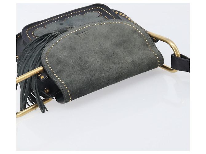 Chloé Chloe Hudson Shoulder Bag Leather Black Gold - vista 6
