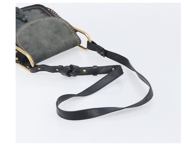 Chloé Chloe Hudson Shoulder Bag Leather Black Gold - vista 7