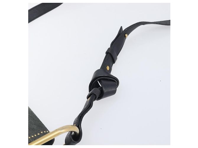 Chloé Chloe Hudson Shoulder Bag Leather Black Gold - vista 9