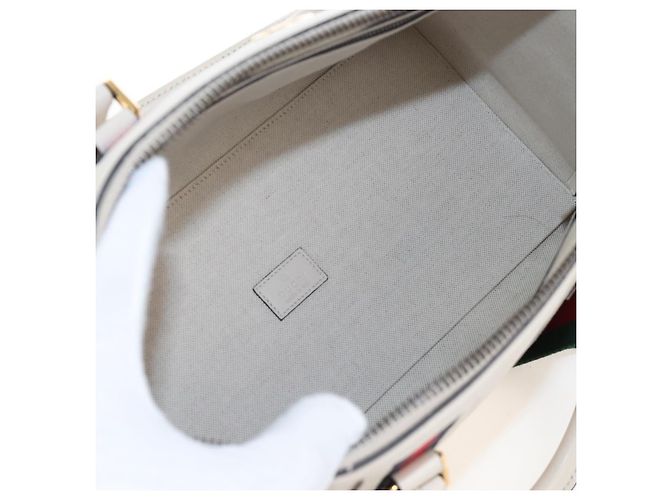 GUCCI Ophdia GG Sherry Line Hand Bag Leather 2way White Gold 715666 - vista 10