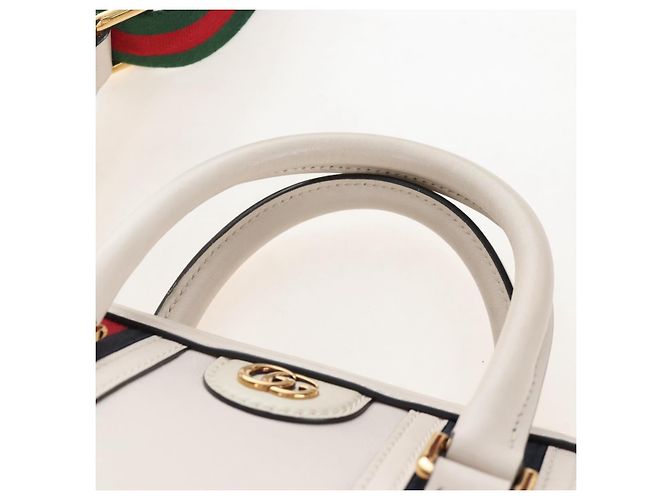 GUCCI Ophdia GG Sherry Line Hand Bag Leather 2way White Gold 715666 - vista 14