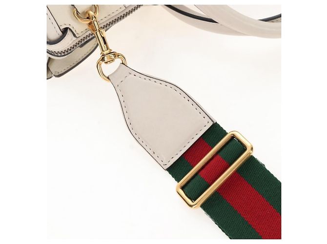 GUCCI Ophdia GG Sherry Line Hand Bag Leather 2way White Gold 715666 - vista 15