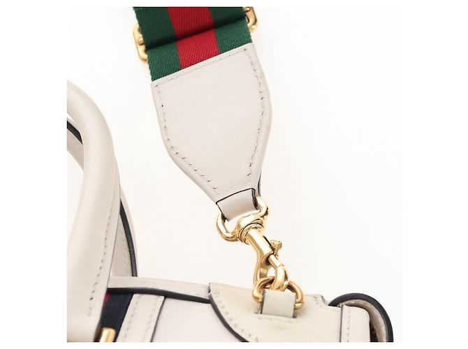 GUCCI Ophdia GG Sherry Line Hand Bag Leather 2way White Gold 715666 - vista 17