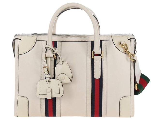 GUCCI Ophdia GG Sherry Line Hand Bag Leather 2way White Gold 715666 - vista 2