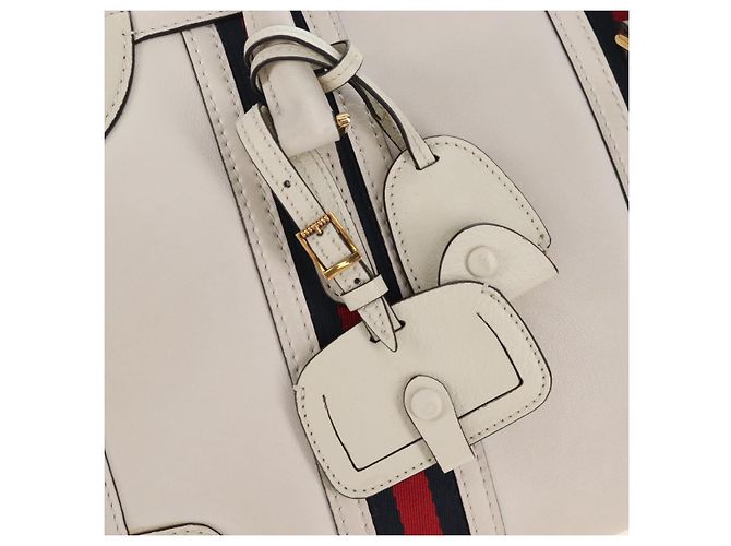 GUCCI Ophdia GG Sherry Line Hand Bag Leather 2way White Gold 715666 - vista 23