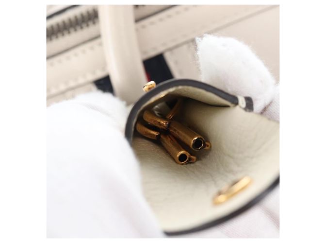 GUCCI Ophdia GG Sherry Line Hand Bag Leather 2way White Gold 715666 - vista 24