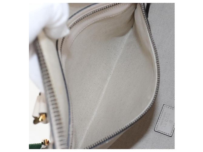 GUCCI Ophdia GG Sherry Line Hand Bag Leather 2way White Gold 715666 - vista 34