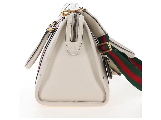 GUCCI Ophdia GG Sherry Line Hand Bag Leather 2way White Gold 715666 - vista 4