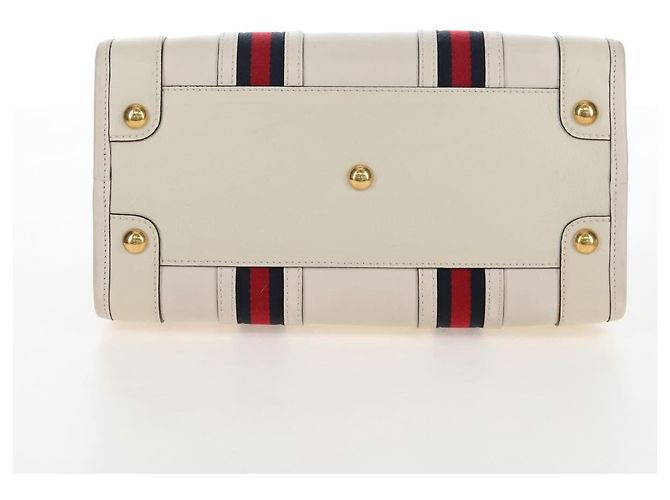 GUCCI Ophdia GG Sherry Line Hand Bag Leather 2way White Gold 715666 - vista 5