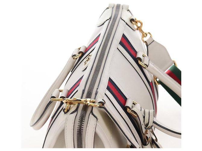GUCCI Ophdia GG Sherry Line Hand Bag Leather 2way White Gold 715666 - vista 6