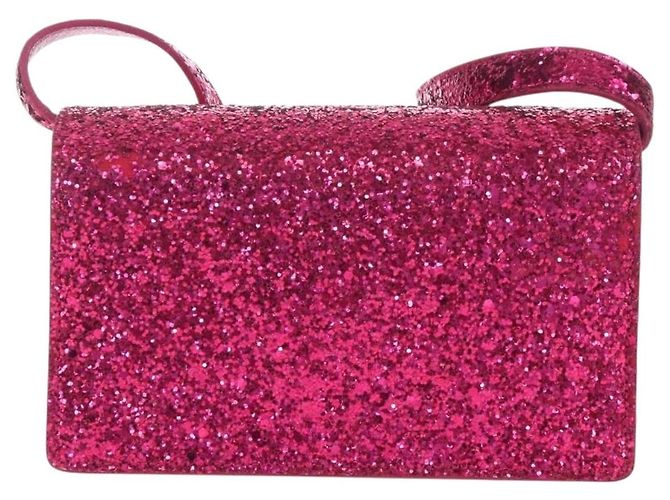Autre Marque Saint Laurent Glitter Shoulder Bag Leather Sequins Pink Gold - vista 2
