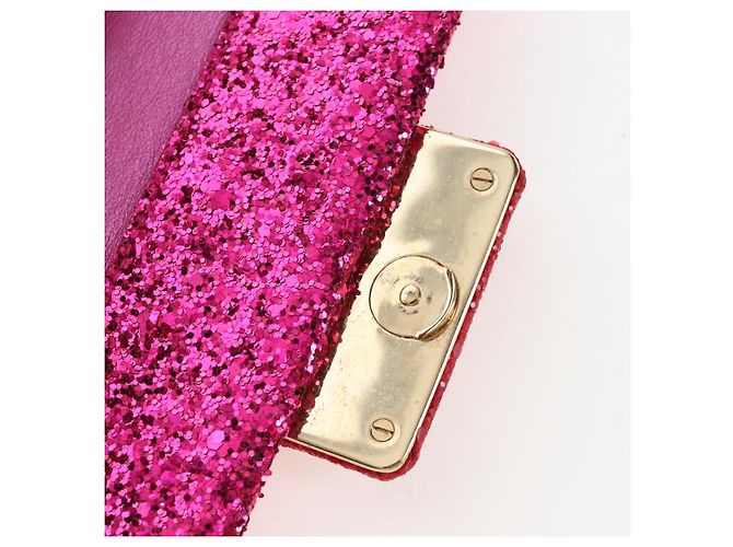 Autre Marque Saint Laurent Glitter Shoulder Bag Leather Sequins Pink Gold - vista 23