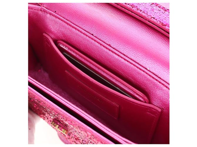 Autre Marque Saint Laurent Glitter Shoulder Bag Leather Sequins Pink Gold - vista 33