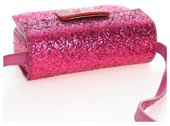 Autre Marque Saint Laurent Glitter Shoulder Bag Leather Sequins Pink Gold - vista 6