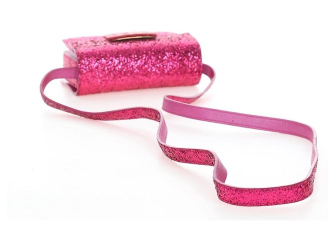 Autre Marque Saint Laurent Glitter Shoulder Bag Leather Sequins Pink Gold - vista 7