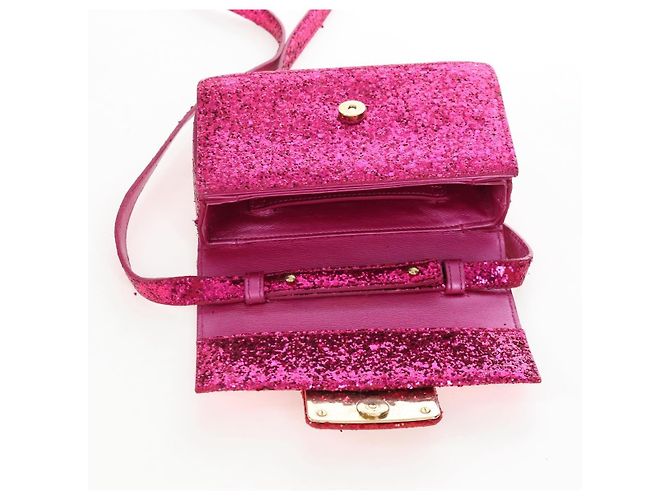 Autre Marque Saint Laurent Glitter Shoulder Bag Leather Sequins Pink Gold - vista 9