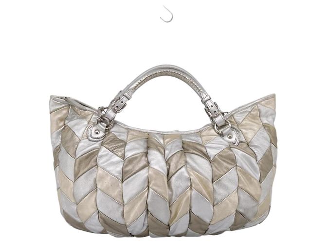 Miu Miu Hand Bag Leather 2way Silver Gold - vista 13