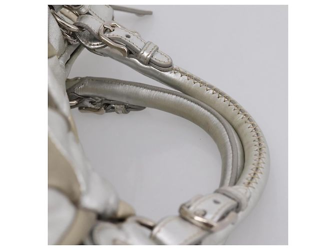 Miu Miu Hand Bag Leather 2way Silver Gold - vista 14