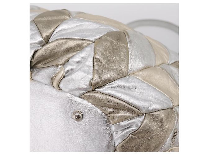 Miu Miu Hand Bag Leather 2way Silver Gold - vista 19