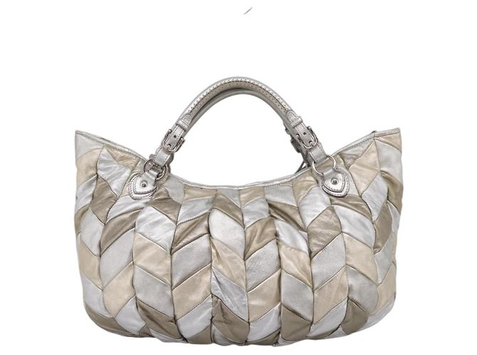 Miu Miu Hand Bag Leather 2way Silver Gold - vista 2