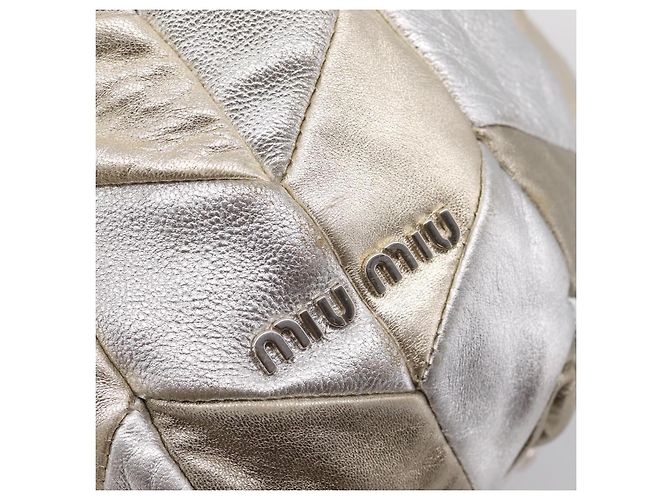 Miu Miu Hand Bag Leather 2way Silver Gold - vista 21