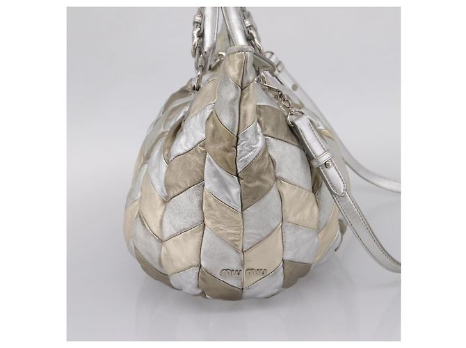 Miu Miu Hand Bag Leather 2way Silver Gold - vista 3