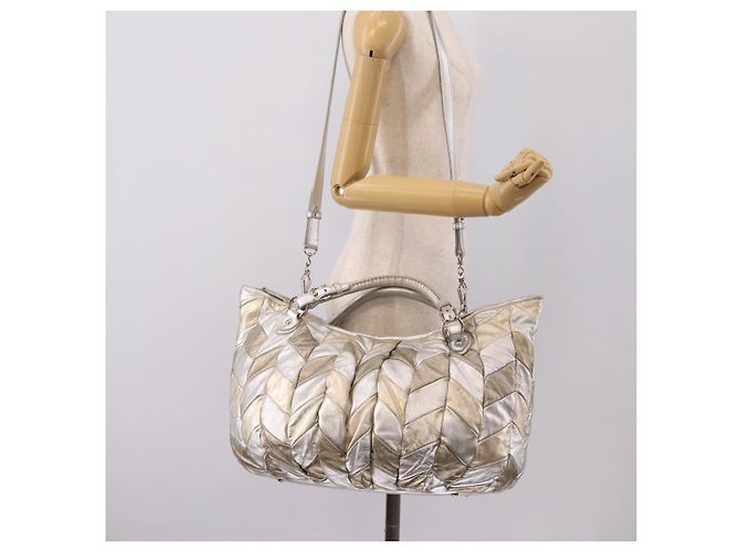 Miu Miu Hand Bag Leather 2way Silver Gold - vista 31