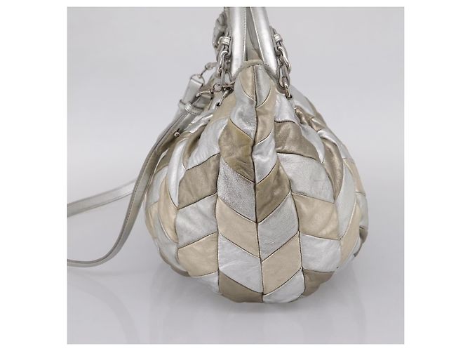 Miu Miu Hand Bag Leather 2way Silver Gold - vista 4