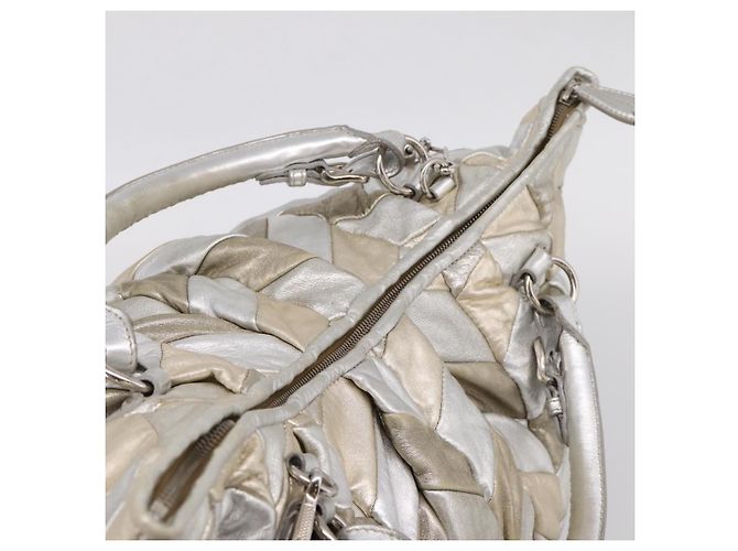Miu Miu Hand Bag Leather 2way Silver Gold - vista 6