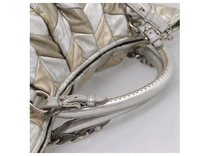 Miu Miu Hand Bag Leather 2way Silver Gold - vista 7
