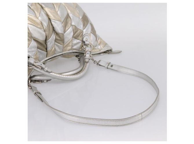 Miu Miu Hand Bag Leather 2way Silver Gold - vista 9