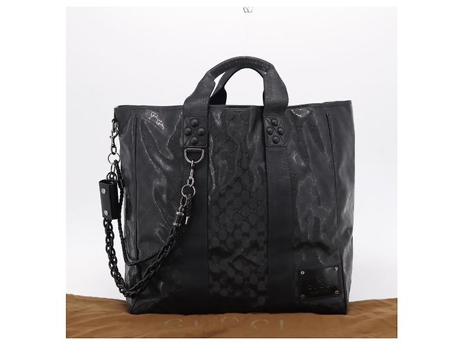 GUCCI GG Implementation Hand Bag PVC Leather Black Silver - vista 12
